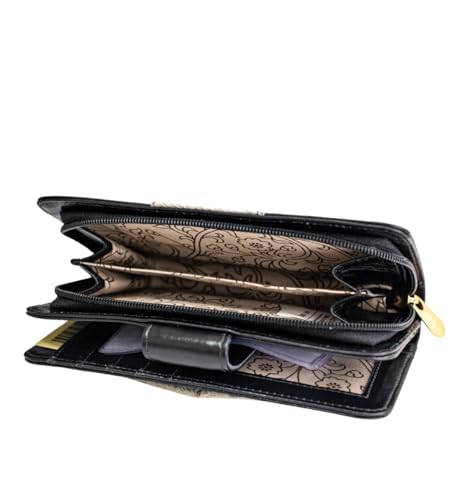 Carteira de couro feminina Cec grande com porta cartão