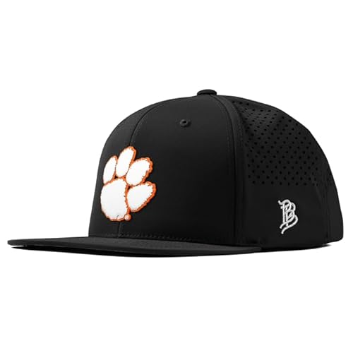 Branded Bills Officially Licensed x Clemson Tigers Black Flat Performance Clemson Tigers Paw White PVC