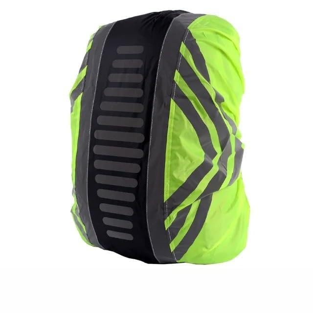 Funda impermeable impermeable reflectante para mochila deportiva, cubierta de lluvia, accesorio de equitación, 30-40 l, negro y verde, Talla única