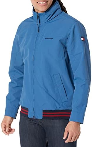 Tommy Hilfiger mens Adaptive Regatta With Magnetic Zipper Jacket, Athletic Blue, Large US