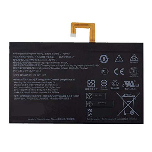 Bestome - Batería de Repuesto para Lenovo Tab 2 A7600-F A10-70F Tab2 A10-70 A10-70L TB2-X30 TB2-X30M Tablet Series BL-L14D2P31 (3,8 V, 7000 mAh)