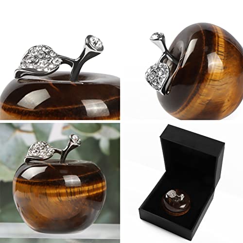 Artistone Tiger's Eye Crystal Apple Statue 1.5 Inch Hand Carved Apple Paperweight Feng Shui Home Decor Ornament Reiki Gifts For Family Friends Relatives #TOP3