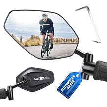West Biking Bike Mirror, 360 Adjustable HD Shatterproof Bicycle Mirror, Aluminium Alloy Mirror Stem Provides Exceptional Stability,Handlebar-End Rear-View Mirror Suitable For E-BikeLeft