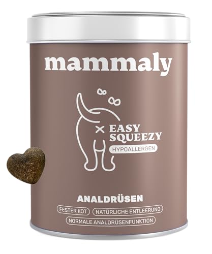 9 in 1 Analdrüsen Leckerli für Hunde mit Ballaststoffen - Easy Squeezy 60 Snacks (175g) von mammaly - gegen verstopfte Analdrüse - für festen KOT und natürliche Analdrüsenentleerung für deinen Hund