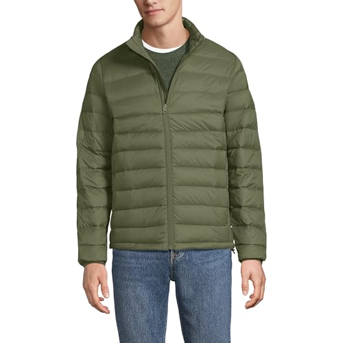 Lands' End Mens Wanderweight Down Jacket River Stone Green Regular Small