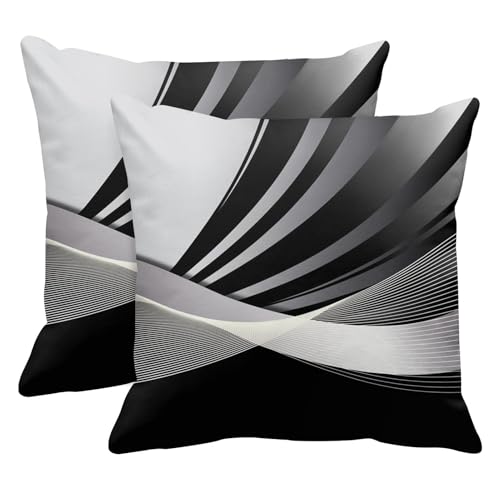 Emvency Throw Pillow Covers Set of 2, 18 x 18 Inch, Abstract Stripes Retro