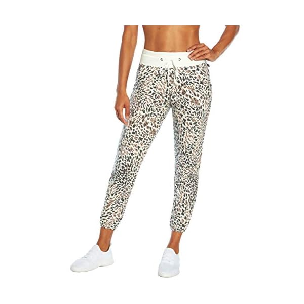 Jessica-Simpson-Sportswear-Womens-Felicity-Jogger-Sweatpant Jessica Simpson Sportswear Women's Felicity Jogger Sweatpant, White Animal Texture, Large