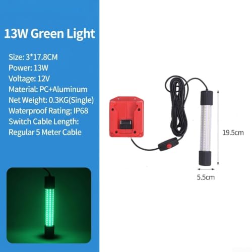Luz de pesca sumergible LED 18V 13W amarilla IP68 con cable de 5m para barcos 6