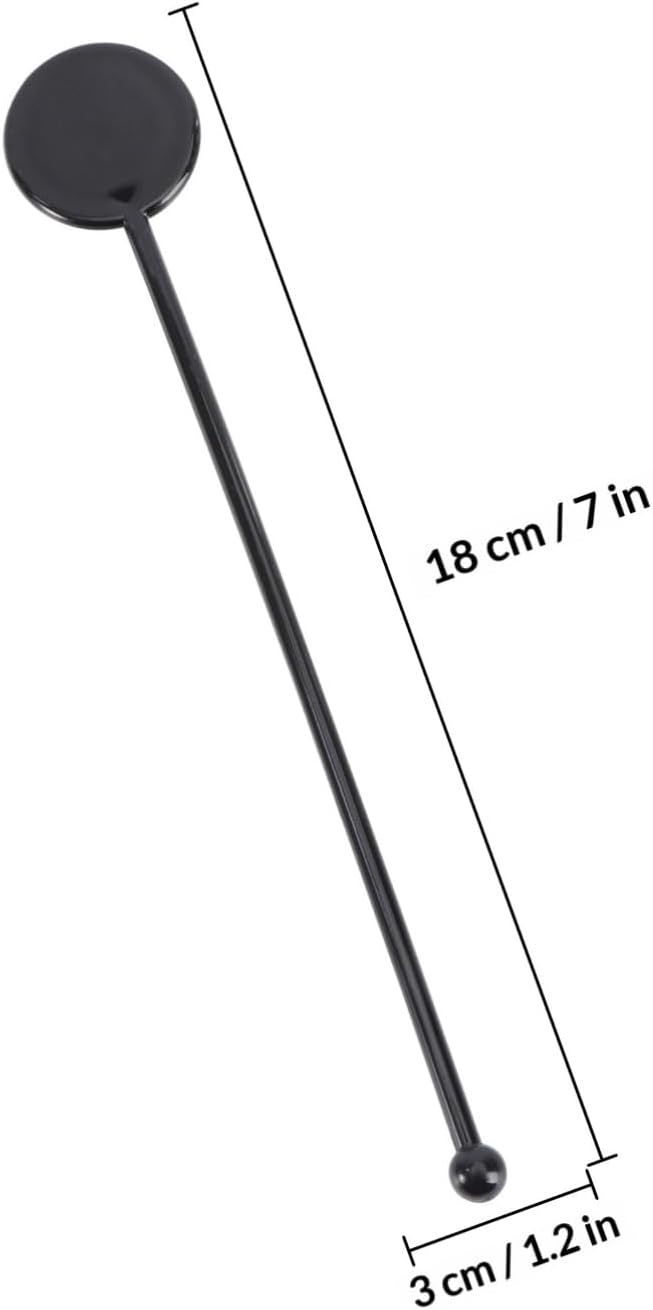 Mikinona Plastic Drink Muddler Stirring Rods of Black Beverage Stirrer Swizzle Sticks for Cocktails Juices and Mixers for Parties and Home Bartending