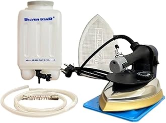 Gemsy Silver Star Steam 1800W 220V Industrial Steam with Teflon Shoes ES 300L, 4.0 L Water Tank - Heavy Duty for Professional Use (Black)