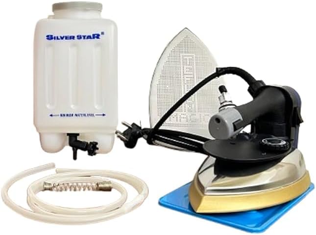 Gemsy Silver Star Steam 1800W 220V Industrial Steam with Teflon Shoes ES 300L, 4.0 L Water Tank - Heavy Duty for Professional Use (Black)
