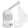 Facial Steamer, Nano Ionic Warm Mist Face Steamer with Detachable Cleanable Water Tank, Portable Face Humidifier with 360° Rotating Arm