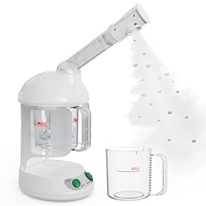 Facial Steamer, Nano Ionic Warm Mist Face Steamer with Detachable Cleanable Water Tank, Portable Face Humidifier with 360° Rotating Arm