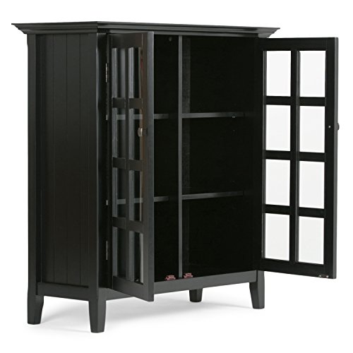 Simpli Home Acadian Solid Wood 39 inch Wide Rustic Medium Storage Cabinet in Black