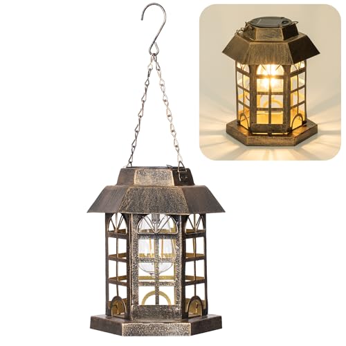 TDKMSH Solar Lanterns Outdoor Waterproof，Metal Hanging Solar Lights Outside Mother's