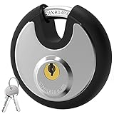 Key Padlock Outdoor, [Waterproof] [Anti Cut] Diyife 70mm Stainless Steel Disc Lock Heavy Duty Padlock Weatherproof with 9.5mm Shackle for Warehouse, Garage, Gate, Shed, Fence (2 Keys, Black)