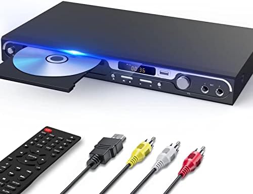DVD Player, DVD Player for TV with USB/MIC Jack, All Region Free DVD CD Player with HDMI&RCA Cable, Remote, DVD Players with PAL/NTSC
