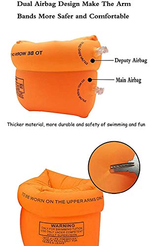 PVC Arm Floaties for Kids 6-12yrs, Inflatable Swim Arm Bands Water Wings Floater Sleeves Swimming Rings Tube Armlets for Kids Toddlers Adults 6 Pack Inflatable Arm Swimmies