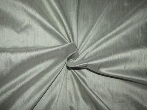 Tissu Dupioni pure soie gris vert infroissable pour tailleur structuré