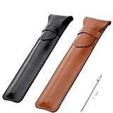 Zhenp 2 Piezas Estuche para Bolígrafos de Cuero Retro, 16,5x7cm, Estuche para Pluma Estilográfica, Porta Bolígrafos de Cuero, Funda Protectora para Bolígrafo, para Lápiz Apple, Bolígrafo, Lápiz Óptico