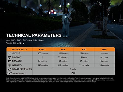 Fenix E05R Rechargeable Keychain Light (Black)