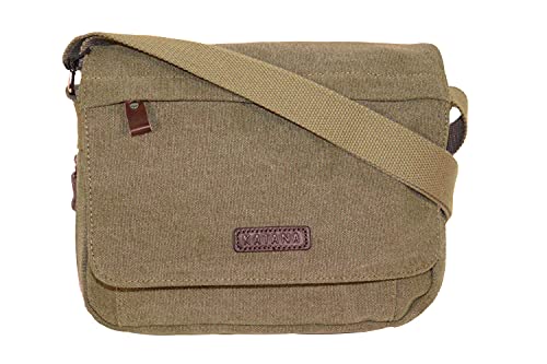 KTANA Petit sac besace sac bandoulière unisexe toile garni cuir réf 6514 (6 couleurs disponible) (sable)