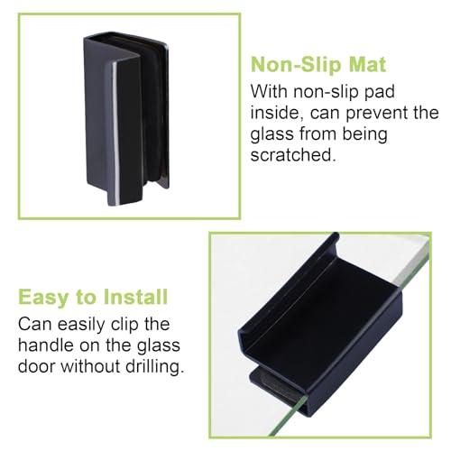 Image of Glass Door Handle, 4Pcs Cabinet Finger Pull Handle Glass Edge Clampe Pull Concealed Handles for Drawer,Cupboard,Furniture (Gun Black)
