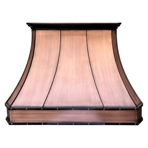 Image of SINDA Wall Mount Copper Range Hood, Hand-Crafted Copper Range Hood with High Airflow Centrifugal Blower, Includes SUS 304 Liner and Baffle Filter, High CFM Vent Motor, 54 inchWx39 inchHx24 inchD, In Stock