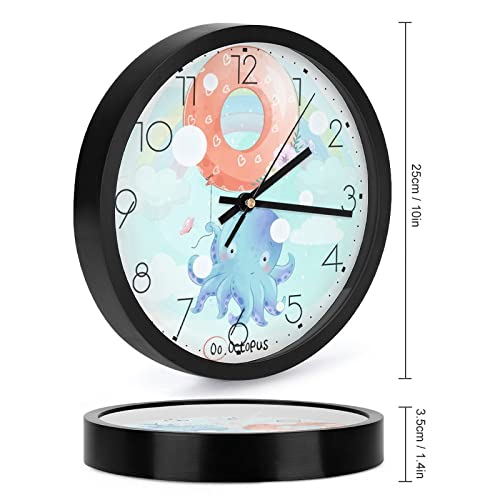 Pendule murale pieuvre moderne et silencieuse de 25.4 cm pour bureau - 3