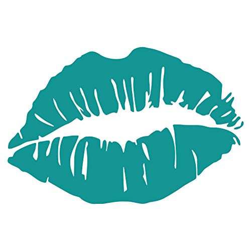 Image of Lips Kiss Mouth Vinyl Decal Sticker Car Window Bumper Die Cut 5.5-Inches Premium Quality UV Resistant No Background (5.5-Inches, Teal) JMM0297TEAL5