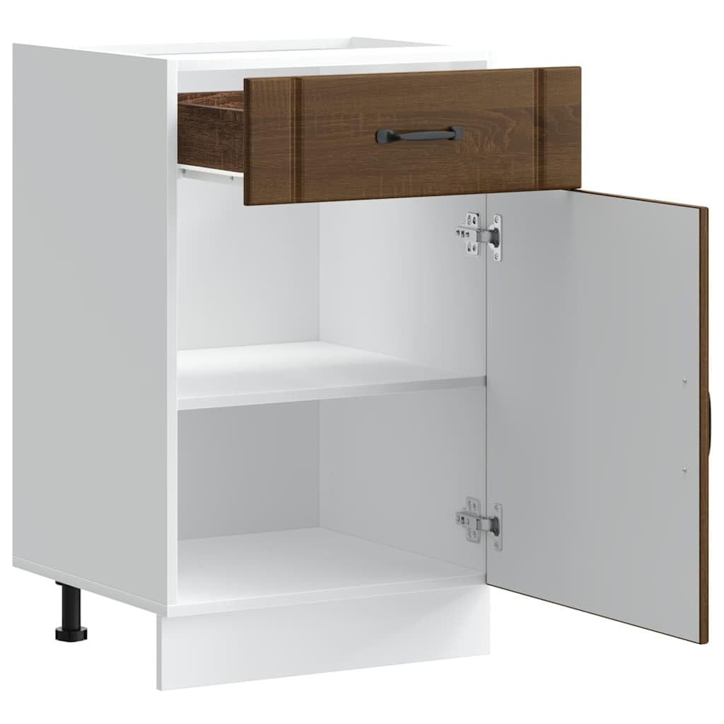 Meuble bas 50 x 46 x 81,5 cm de cuisine marron aspect chêne