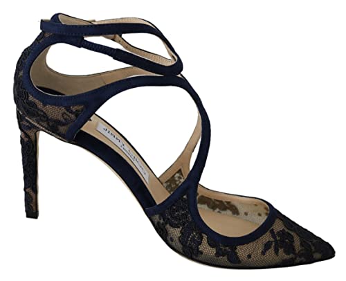 Jimmy Choo Lancer 85 Black Navy Slingbacks, marineblau, 39 EU