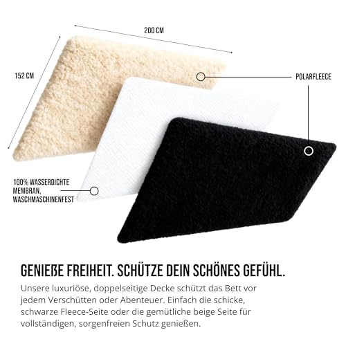 Rubberfashion Liebes Decke wasserdicht weich - Liebesdecke für Bett und Sofa - wasserfeste Unterlage 200 x 152 für romantische Momente & Alltag Schwarz-beige