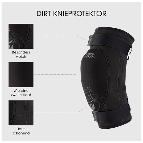 O'NEAL | Knieprotektor | BMX Mountainbike Downhill | IPX®- Aufprallschutz aus Polyurethan, Leichte Konstruktion, Abriebfestes Material | Dirt Knee Guard V.23 | Erwachsene | Schwarz | Größe M