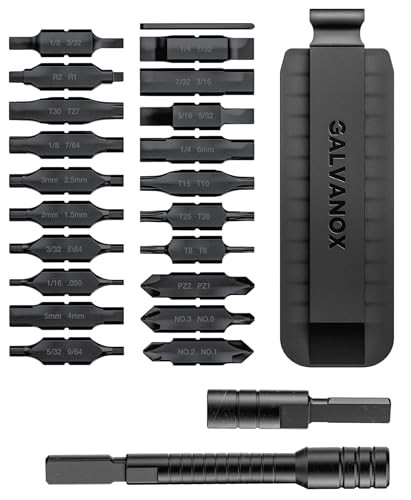 Image of Galvanox 23PC Accessories Set, Compatible with Leatherman Multi-Tools [59HRC] Hardened Double-Sided 21 Piece Bit Kit with Driver Extender, Hex Adapter and Sheath Holder (Black)
