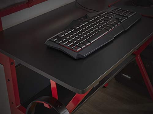 Virtuoso Gaming Power On Virtuoso Black & Red Gaming Office Computer Storage Desk W100cm x H95cm x D55cm, Wood, Red, W100 x H95 x D55 cm