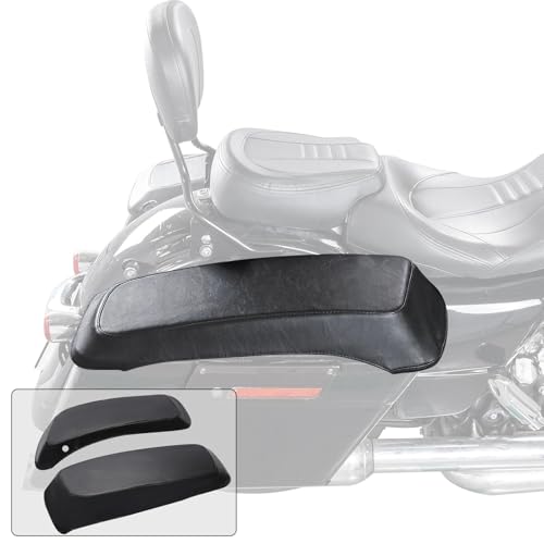 WOWTK Waterproof Saddlebag Speaker Audio Lid Bras,PU Leather Saddlebag Speaker Lid Covers fits for Harley 2014-2024 Touring Road Glide FLTRX Electra Glide FLHT Road King FLHR Street Glide FLH - Thumbnail 2