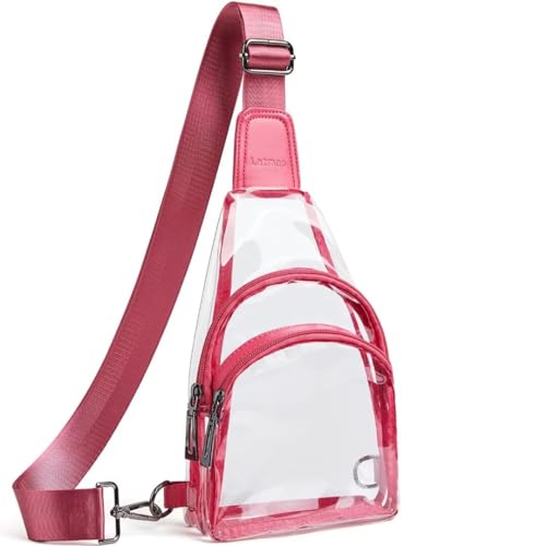 Image of LATMAP Clear Bag for Stadium Events 12x6x12 Clear Purse with 3-Zipper Pockets Crossbody Handbag Tote for Concerts Sports