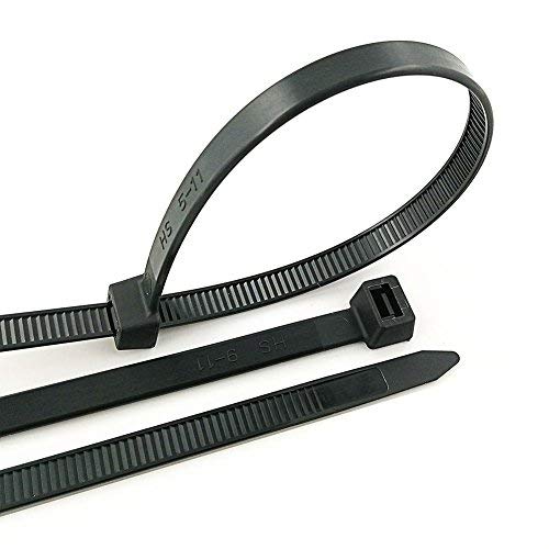 HS Black Zip Ties Heavy Duty 175 Pounds Weather UV Resistant Cable Ties (100 Pack) 0.35 Inch
