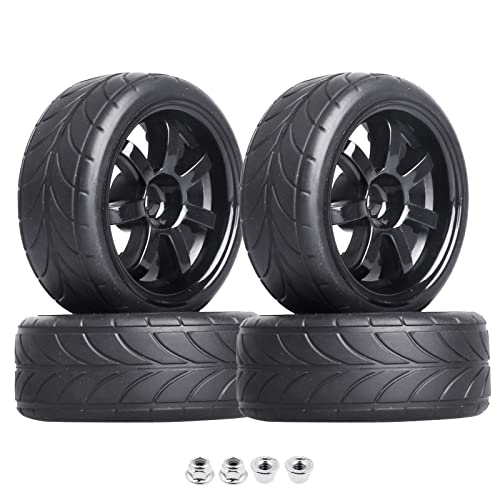 4PCS Width:1.02" OD 2.56" Rubber Tires & Wheel Rims 12mm