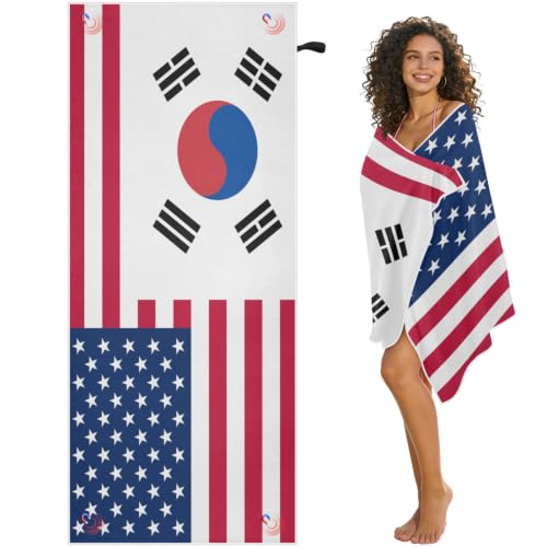 Flag Of The United States South Korea Magnetic large beach towels 75' x 30'