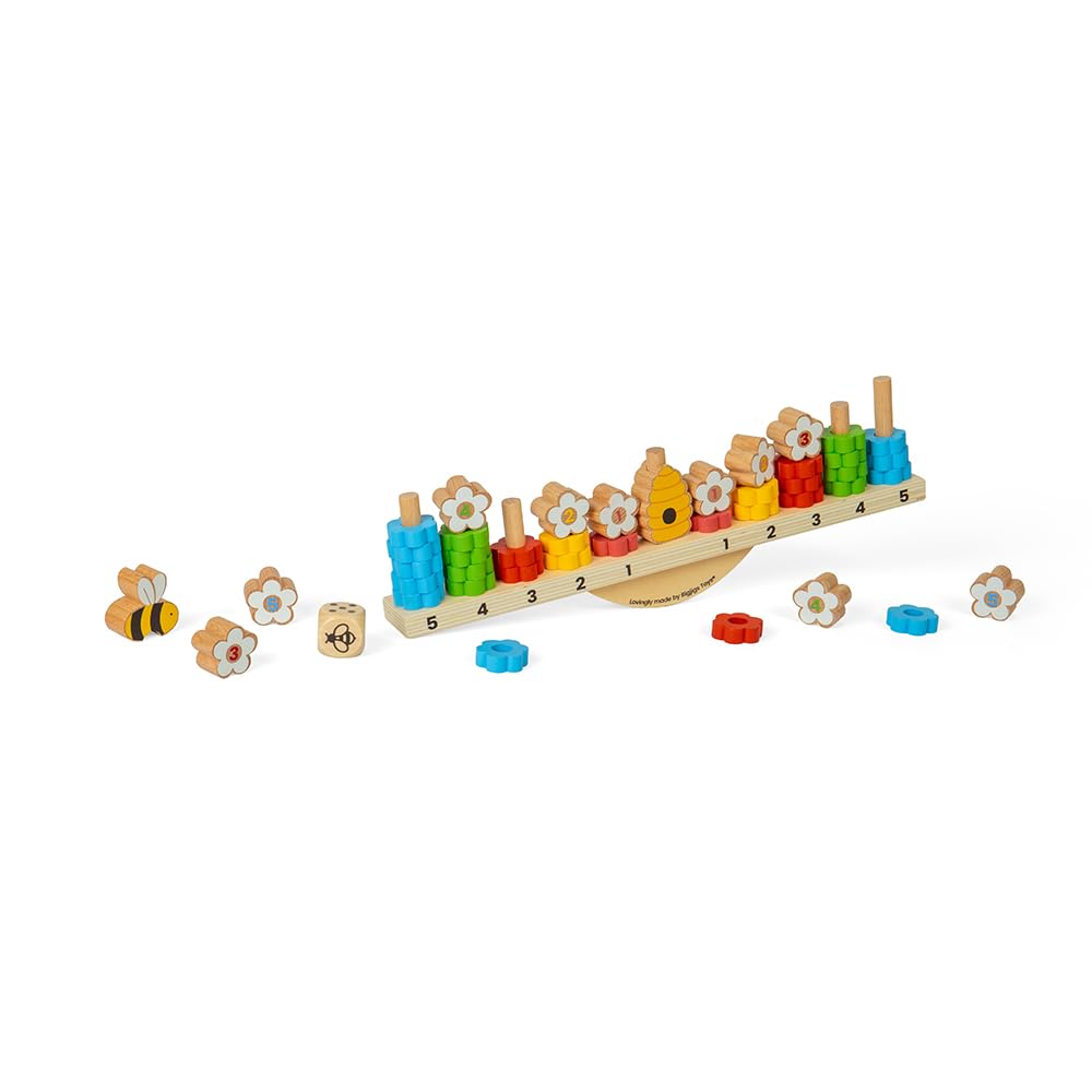 Bigjigs Toys Bee Balanced Spiel, 44-teiliges Holz-Stapel- & Balancespiel