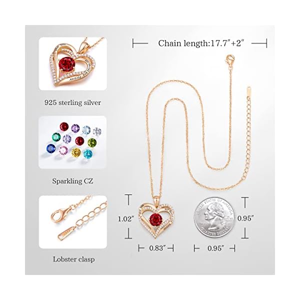 CDE Forever Love Heart Necklaces for Women, Wedding Anniversary, Birthday Gift for Wife, S925 Silver Jewelry with Birthstone Pendant, Ideal Chrismas Valentine's or Mothers Day Gifts for Her - Image 6