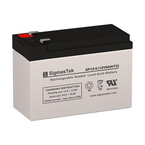 SigmasTek SP12-9 - 12V 9AH F2 SLA Battery - Replaces: Universal Power UB1290 (40748), UB1280HR (D5785), B&B Battery BP8-12, HR9-12, Vision CP1290, Yuasa NP9-12 Cover