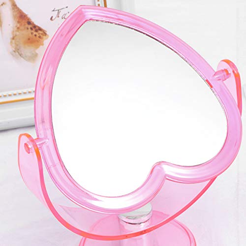 Lurrose Travel Makeup Mirror Tabletop Mirror, Heart Shaped Makeup Mirror Double Sided Acrylic Mirror Kit For Home Desk Travel Use () Vintage Decor #TOP1