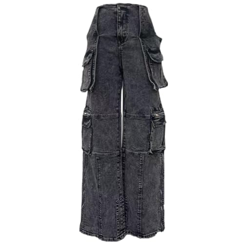 Women's Stretch Cargo Jeans with Multi Pockets, Novelty Fashion Y2K Denim Pants4