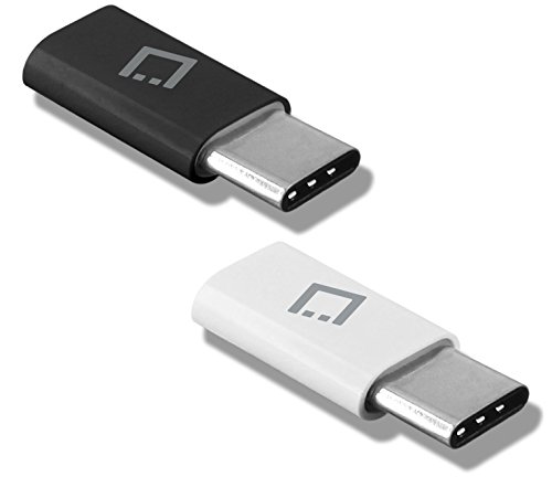 Micro USB to USB Type-C Adapter Converter Black White Pack of 2 Compatible with ZTE Max XL