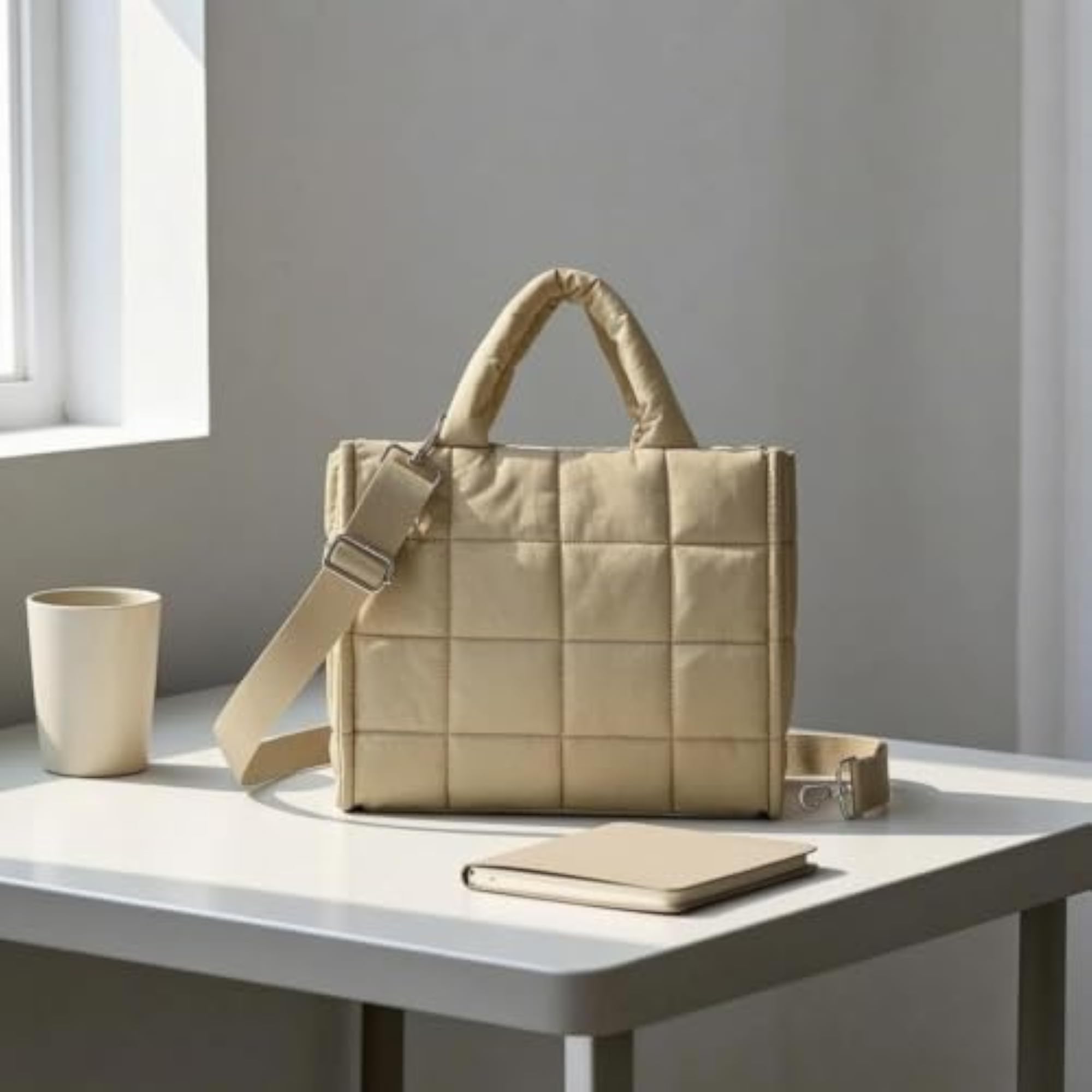Puffer Tote Bag Waterproof Quilted Tote Bag for Journeyers