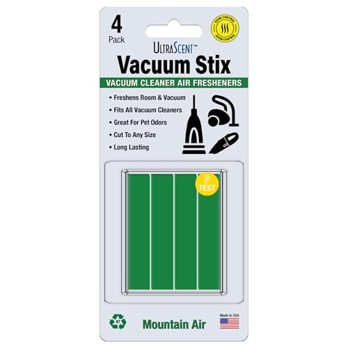 UltraScent Vacuum Stix, Vacuum Deodorizer & Air Freshener Sticks for All Vacuums, Long-Lasting Vacuum Cleaner Deodorizer, Non-Toxic, Made in USA (1-Pack (4 Stix), Mountain Air)