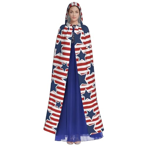 Capa con capucha de estrellas rojas y blancas impresas para disfraz de Halloween 2